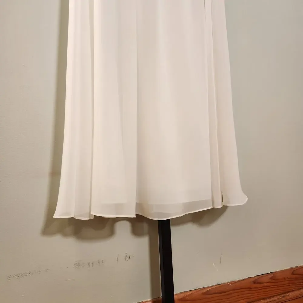 CHRISTINA WU NWT White Chiffon Halter Dress, Girls Size 10